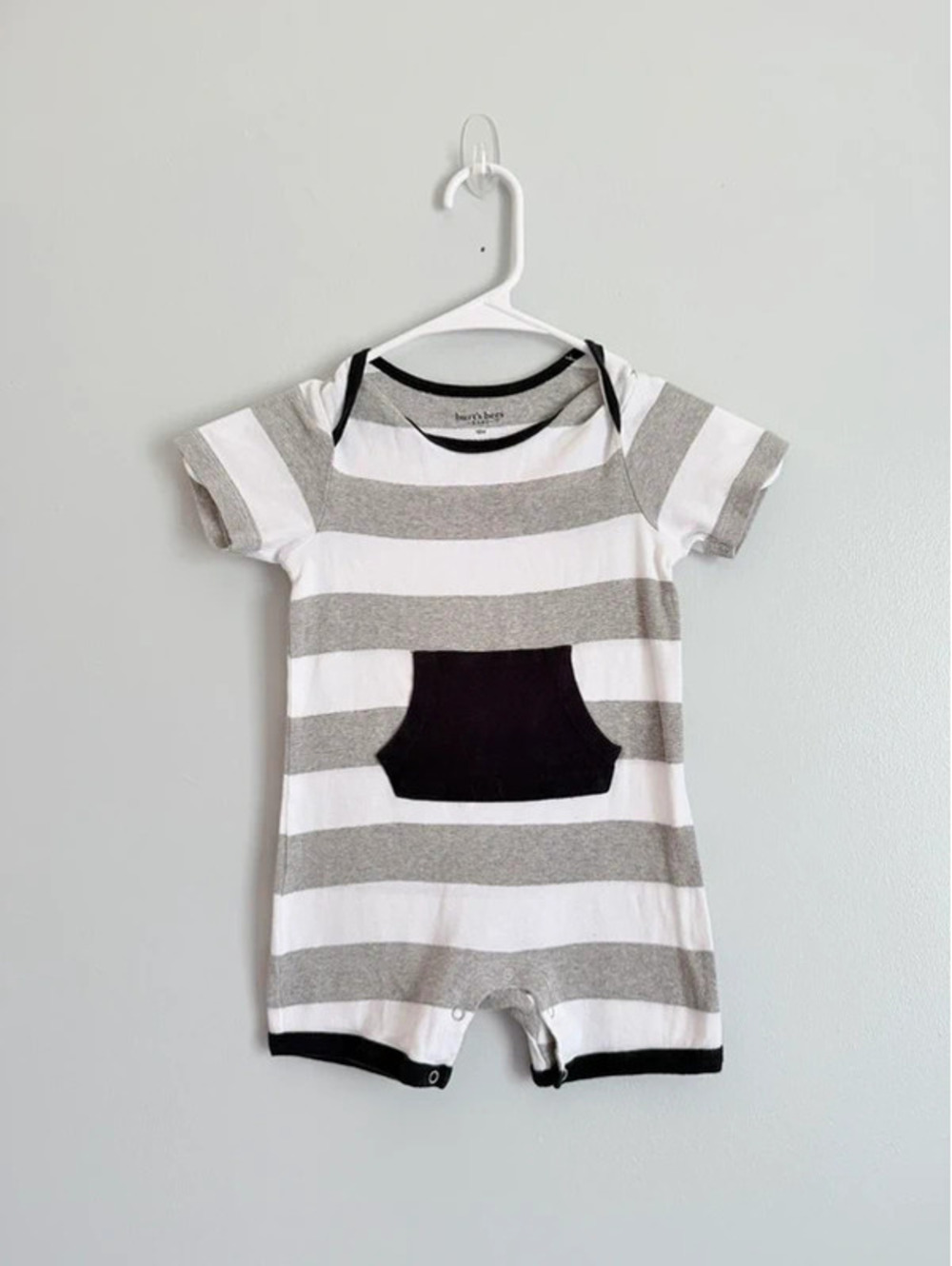 Burt’s Bees Baby Organic Cotton Striped Romper 18M Kangaroo Pocket